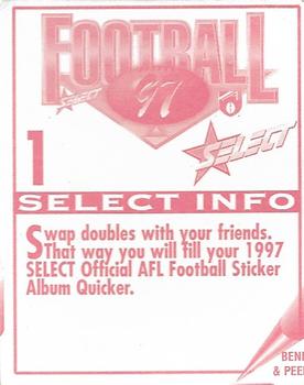 1997 Select AFL Stickers #1 AFL Logo Back